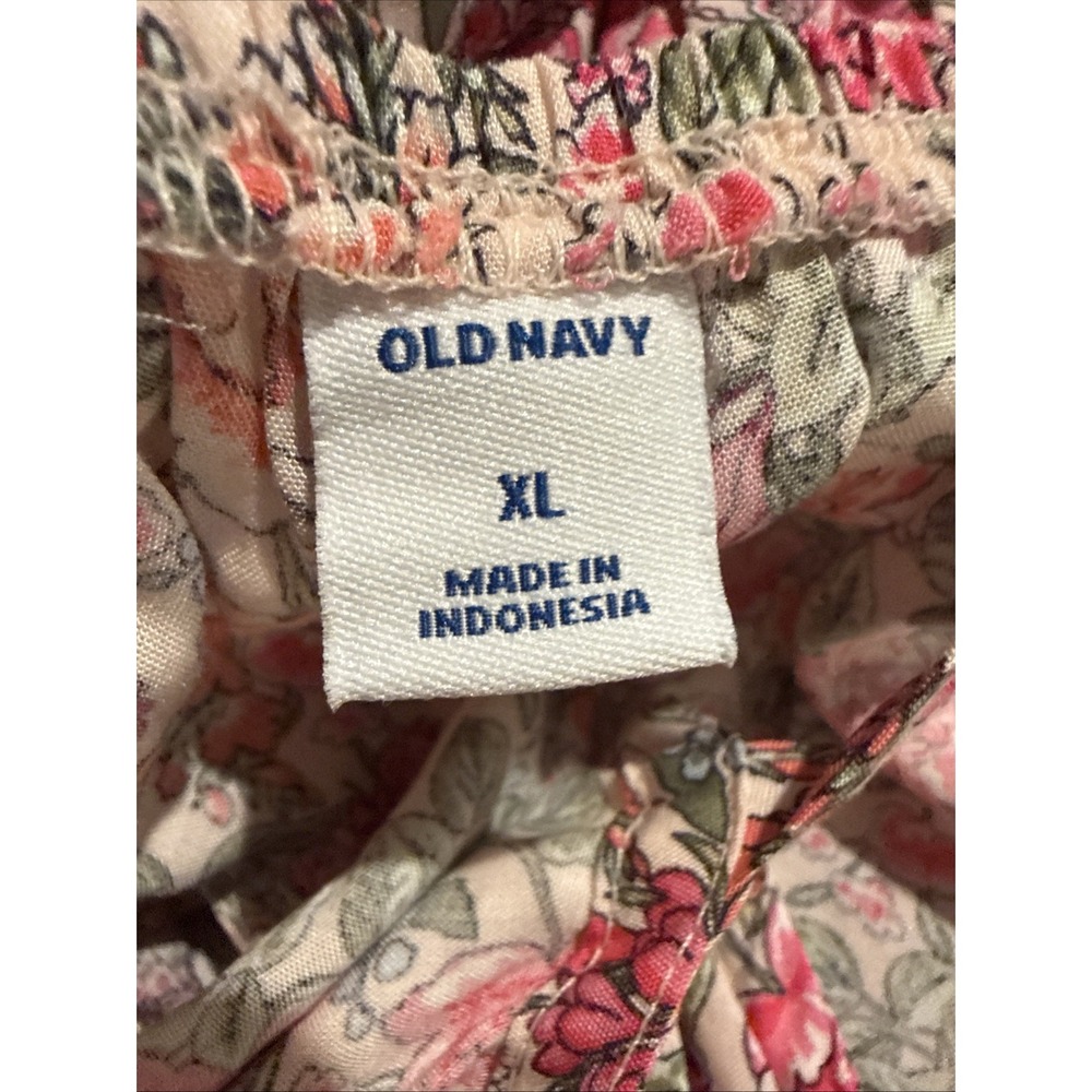 Old Navy Women's Tiered Pink/Green/Tan Summer Dress Pockets! Size XL NWT - Picture 3 of 7
